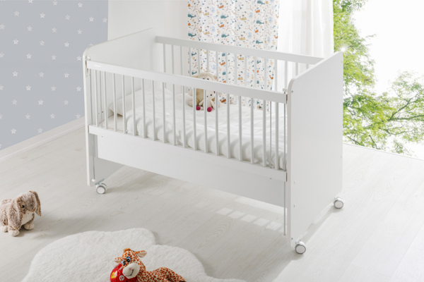 BW1065 - Pratik Kademeli Anne Yanı Tekerlekli Beşik Beyaz 60x120 - Image 1