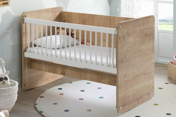 Babywhen BW1071 Pratik Sallanır Anne Yanı Ahşap Beşik 60x120 cm - Image 1