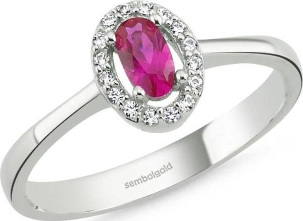 Anturaj Altın Yüzük 0.30 Karat Oval Ruby Taşlı - Image 1