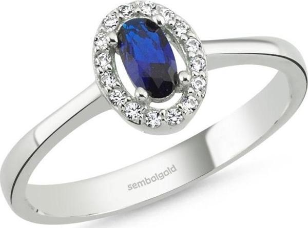 Anturaj Altın Yüzük 0.30 Karat Oval AquaBlue - Image 1