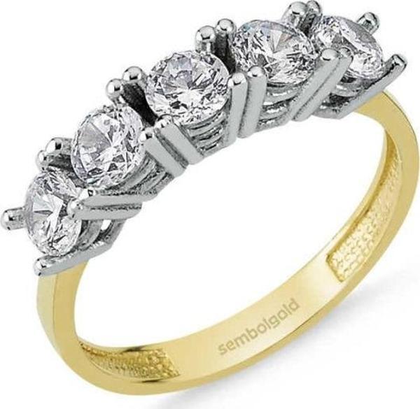 Altın 5 Taş Yüzük Swarovski Taşlı - Image 1