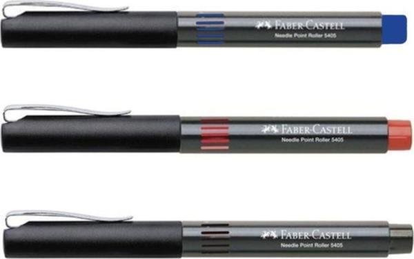 Faber-Castell Roller Kalem 0.5 Mm Iğne Uçlu 1 Mavi + 1 Kırmızı + 1 Siyah - Image 1