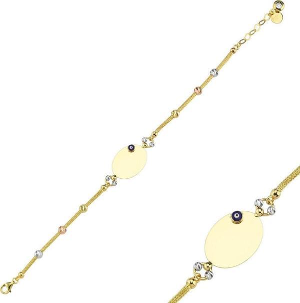 Plaka Altın Bileklik Oval 14K Gold Dorikalı - Image 1