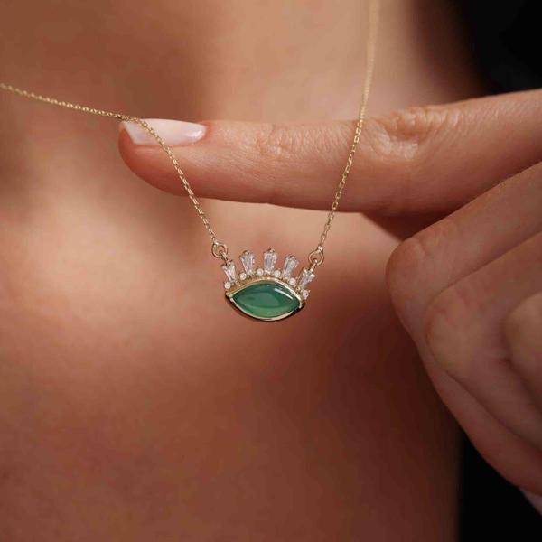Altın Göz Kolye Green Opal - Image 1