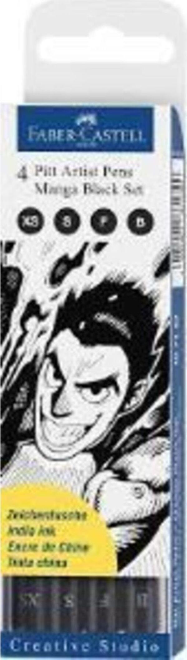 Faber-Castell 4 Pitt Artist Pen Manga Black Set - Çizim Seti - Image 1