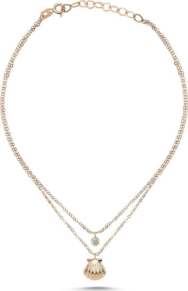 Halhal Altın Bileklik Tektaş İstiridyeli Rose Gold - Image 1
