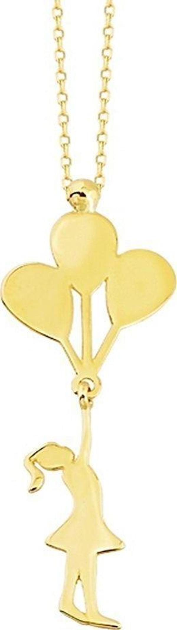 Baloncu Kız Altın Kolye 14K Gold Taşsız - Image 1
