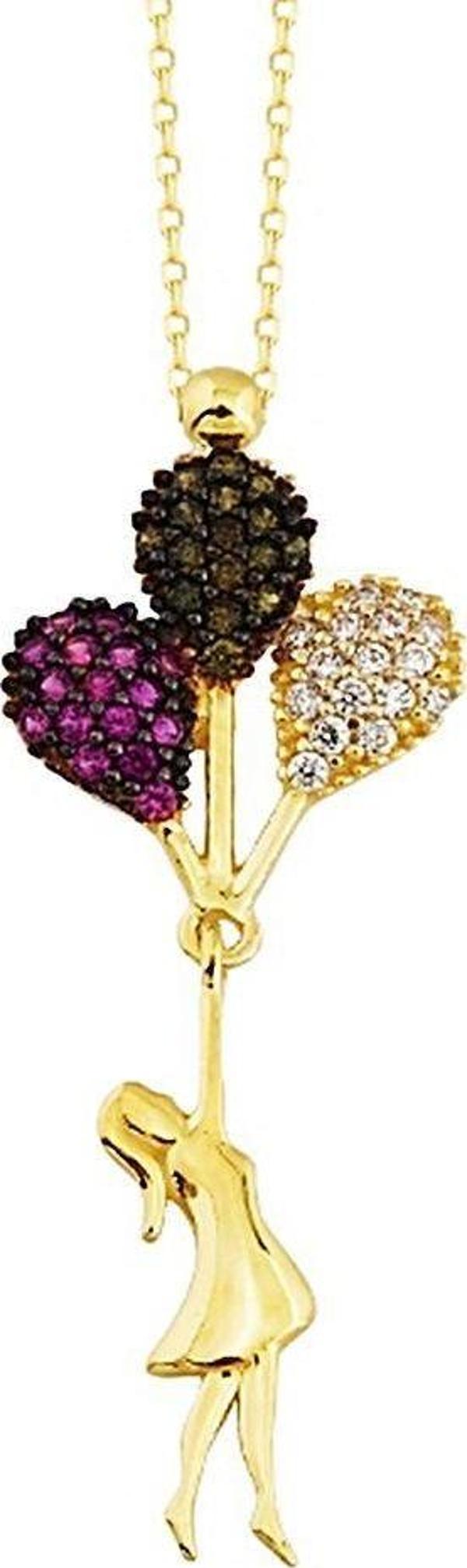Baloncu Kız Altın Kolye 14K Gold Zirconia - Image 1