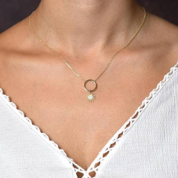 Choker Altın Güneş Kolye Çift Zincirli - Image 1
