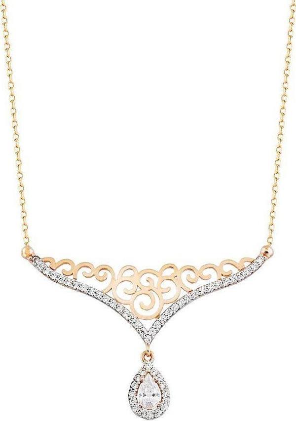 Elmas Montür Altın Kolye Damla 14K Rose Gold - Image 1