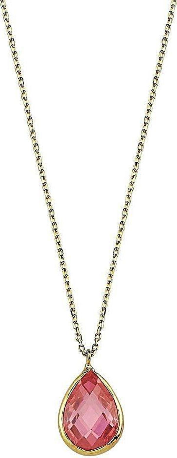 Altın Taşlı Kolye Pink Topaz 1.2 cm - Image 1