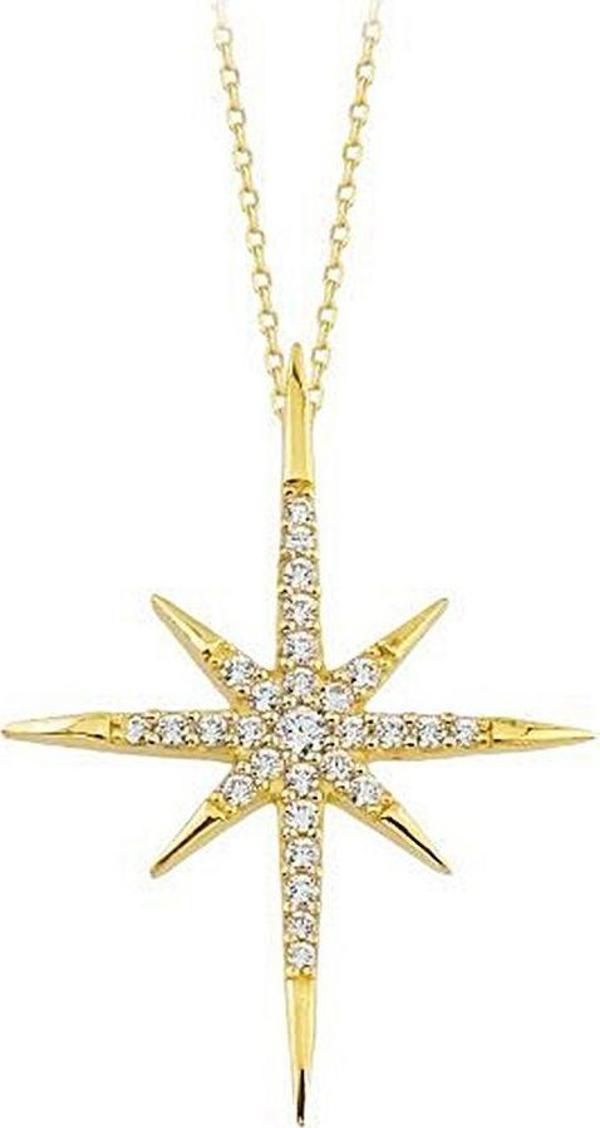 Kutup Yıldızı Altın Kolye 14K Gold Taşlı - Image 1
