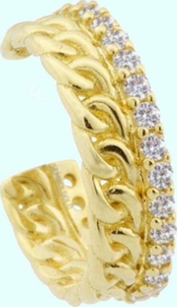 Altın Kıkırdak Küpe 14 Ayar Earcuff Taşlı - Image 1
