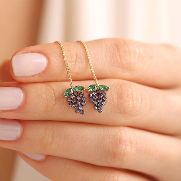 14 Ayar Altın Grape Küpe  - Image 1