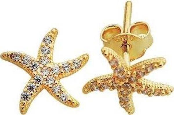 14 Ayar Altın İğne Küpe Deniz Yıldızı Modeli - Image 1