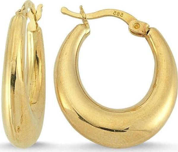 Altın Damla Halka Küpe 2.0 cm 14 Ayar - Image 1