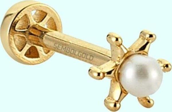 Altın İnci Tragus Piercing 14 Ayar - Image 1