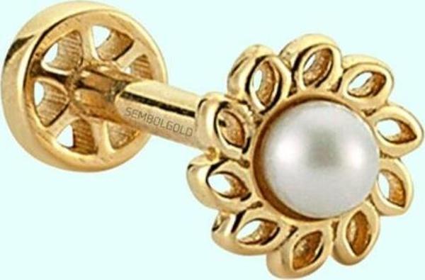 Altın İnci Tragus Piercing 14 Ayar - Image 1