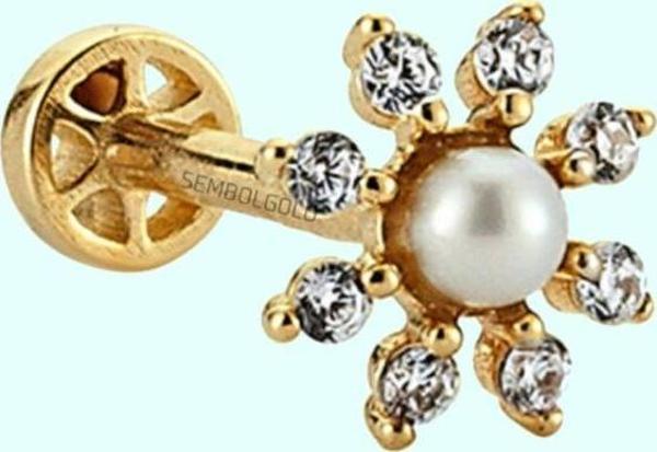 Altın İnci Tragus Piercing 14 Ayar - Image 1