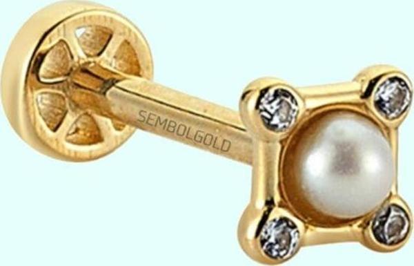 Altın İnci Tragus Piercing 14 Ayar - Image 1