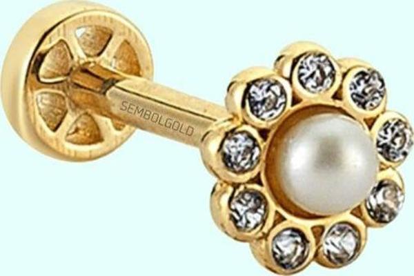 Altın İnci Tragus Piercing 14 Ayar - Image 1