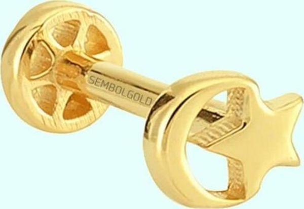 Altın Ayyıldız Tragus Piercing 14 Ayar - Image 1