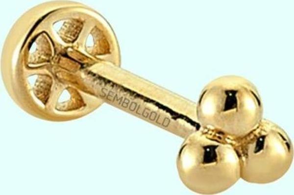 Altın Cemre Tragus Piercing 14 Ayar Taşsız - Image 1