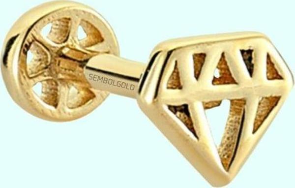Altın Diamond Tragus Piercing 14 Ayar - Image 1