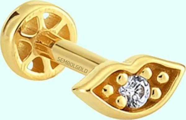 Altın Dudak Tragus Piercing 14 Ayar - Image 1
