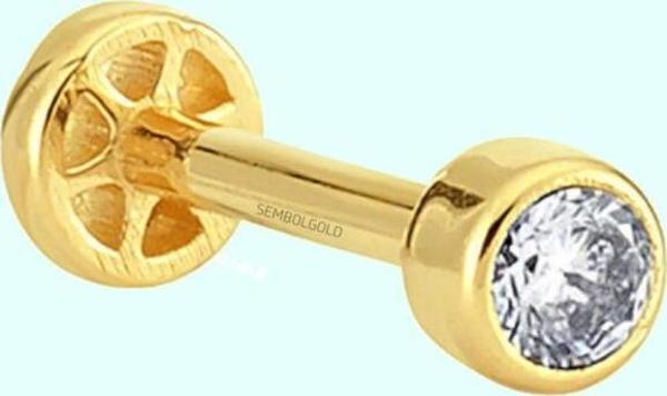 Altın Tektaş Tragus Piercing 14 Ayar - Image 1