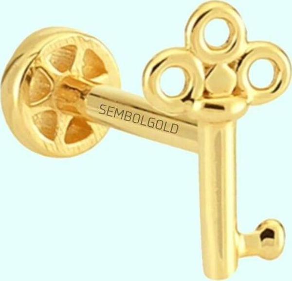Altın Anahtar Tragus Piercing 14 Ayar - Image 1