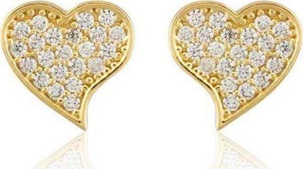 Altın Kalp Küpe Çivili 14K Gold - Image 1