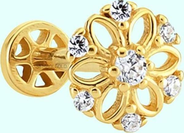 Altın Çiçek Tragus Piercing 14 Ayar - Image 1