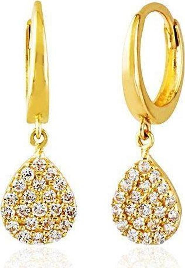 Sallantılı Altın Damla Küpe 14K Gold - Image 1