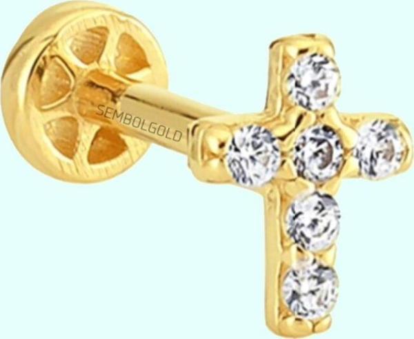 Altın Hac Tragus Piercing 14 Ayar - Image 1