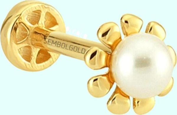 Altın İnci Tragus Piercing 14 Ayar - Image 1