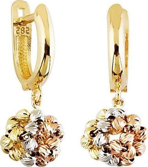 Sallantılı Altın Dorika Küpe 14K Gold Tricolor - Image 1