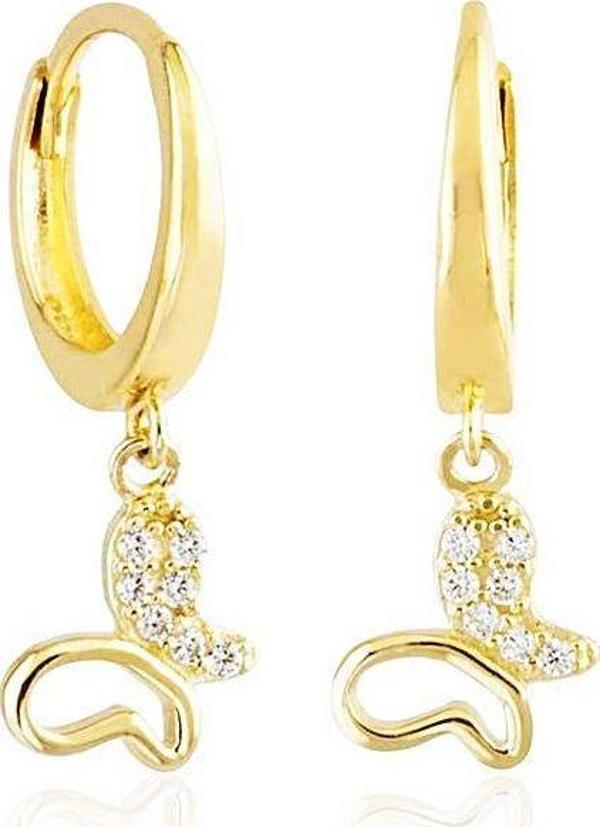 Kelebek Altın Sallantılı Küpe 14K Gold - Image 1