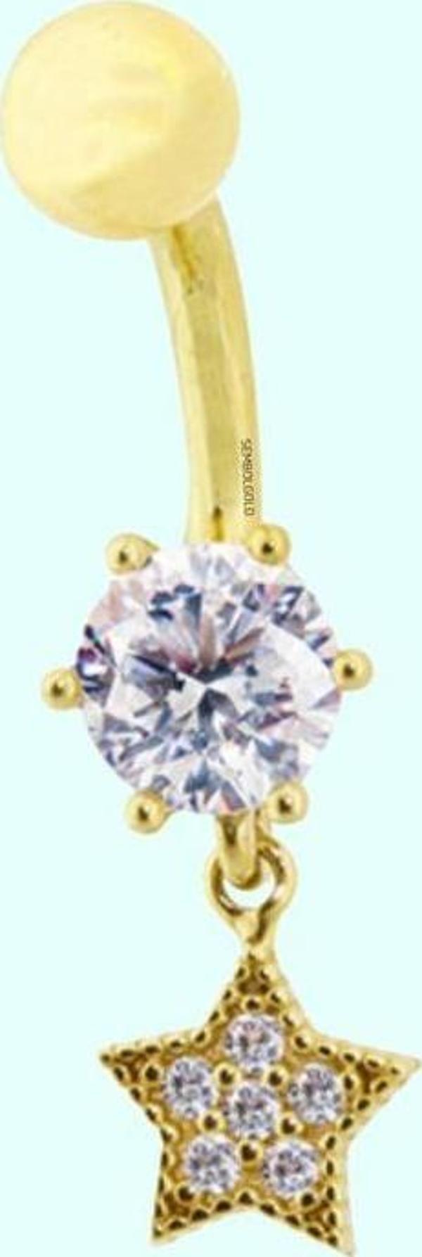 Altın Göbek Piercing 14 Ayar Sallantılı Yıldız - Image 1