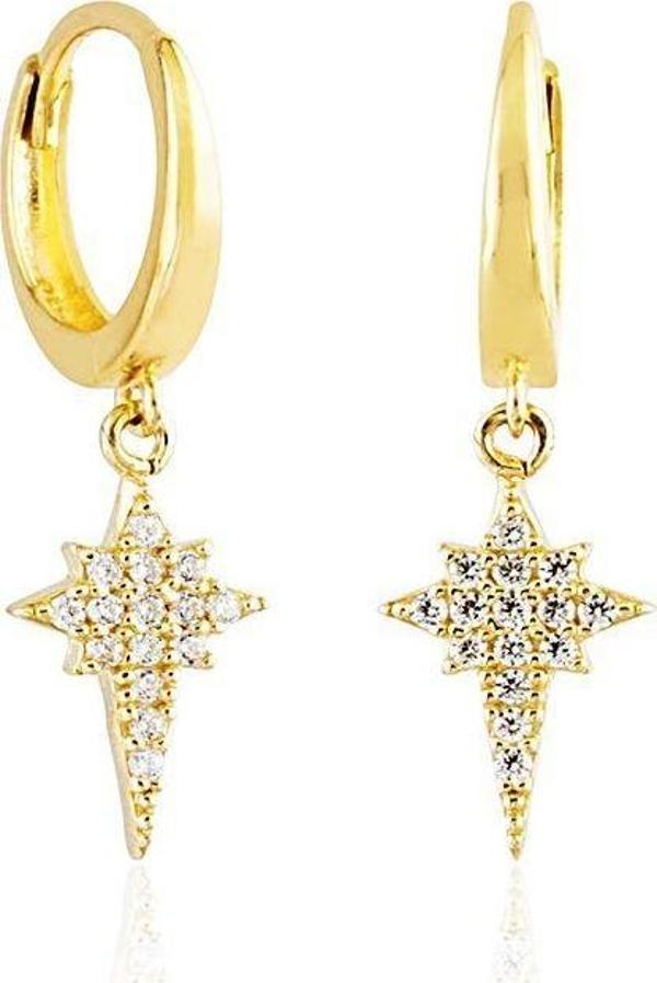 Kutupyıldızı Altın Sallantılı Küpe 14K Gold Taşlı - Image 1