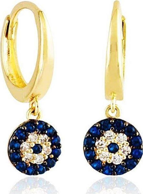 Sosyeteli Altın Sallantılı Küpe 14K Gold Taşlı - Image 1