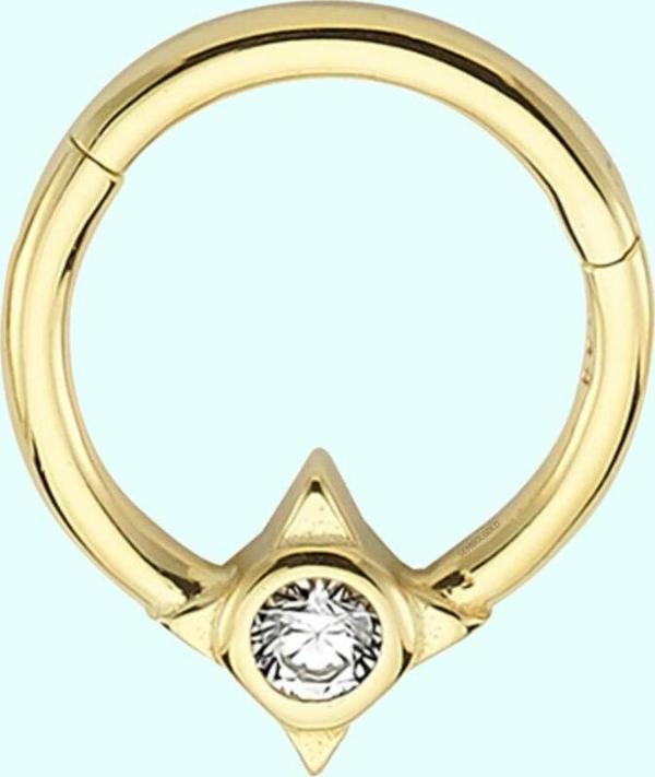 Altın Halka Piercing Tektaş Pusula 14 Ayar - Image 1