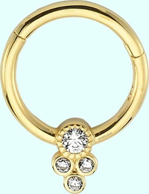 Altın Halka Piercing Dört Taş Tohum 14 Ayar - Image 1
