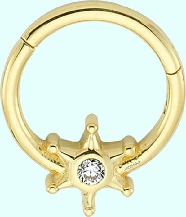Altın Halka Piercing Tektaş Yıldız 14 Ayar - Image 1