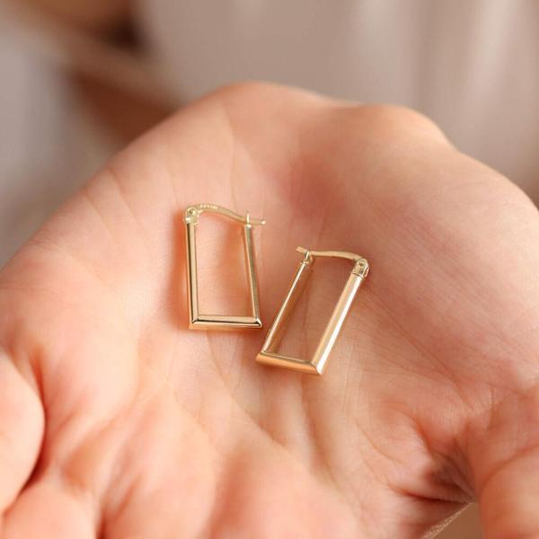 Altın Halka Küpe Rectangle 2.0 cm - Image 1