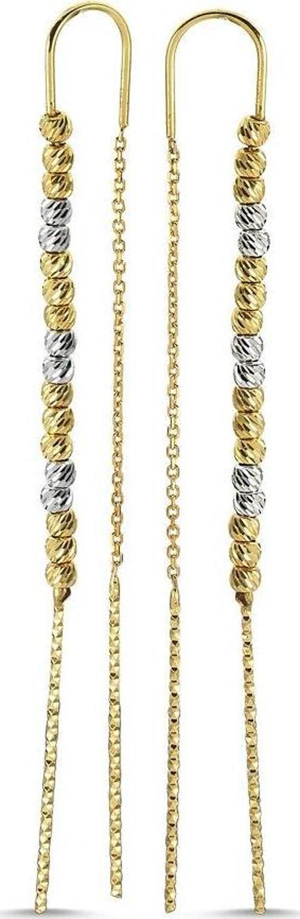 Dorikalı Altın Küpe 14K Sarı ve Beyaz Gold - Image 1