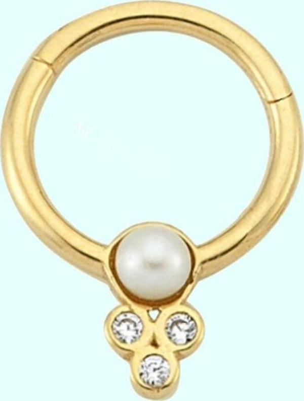 Altın Halka Piercing İnci Form 14 Ayar - Image 1