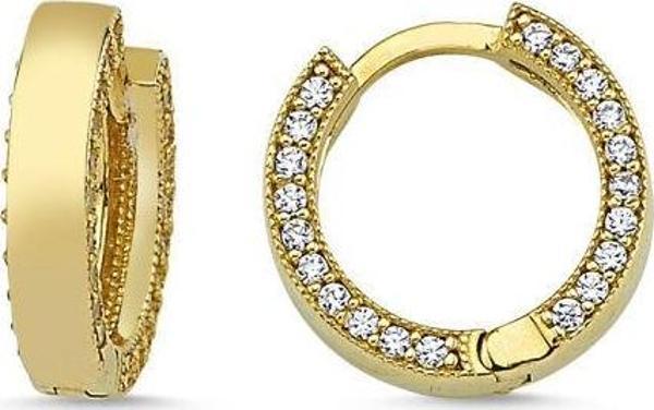 Altın Halka Küpe Swarovski Taşlı - Image 1