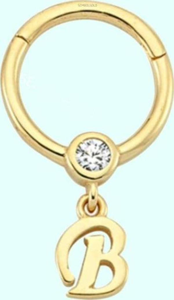 Altın Halka Piercing -B- Harf 14 Ayar - Image 1