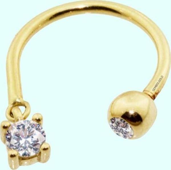 Altın Yarım Halka Kulak Piercing 14 Ayar Tektaş - Image 1